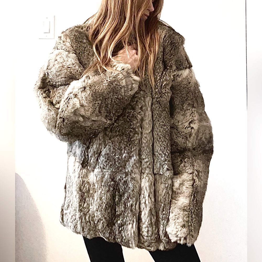 Vintage Grey Rabbit Fur Coat